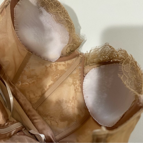 For Love and Lemons Elegant Warm Taupe Tulle Strapless Bustier Dress Gown - Picture 9 of 12